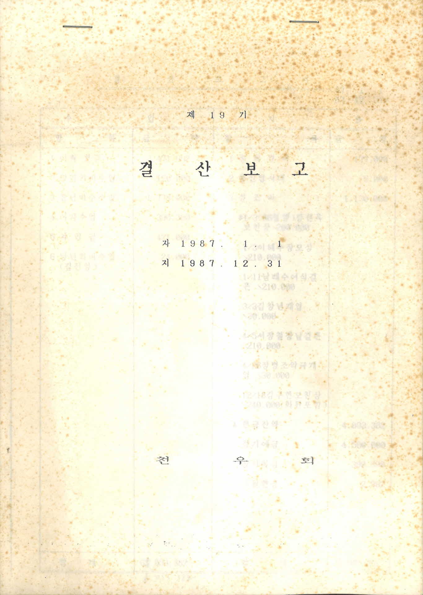 1987년도 천우회 결산보고서