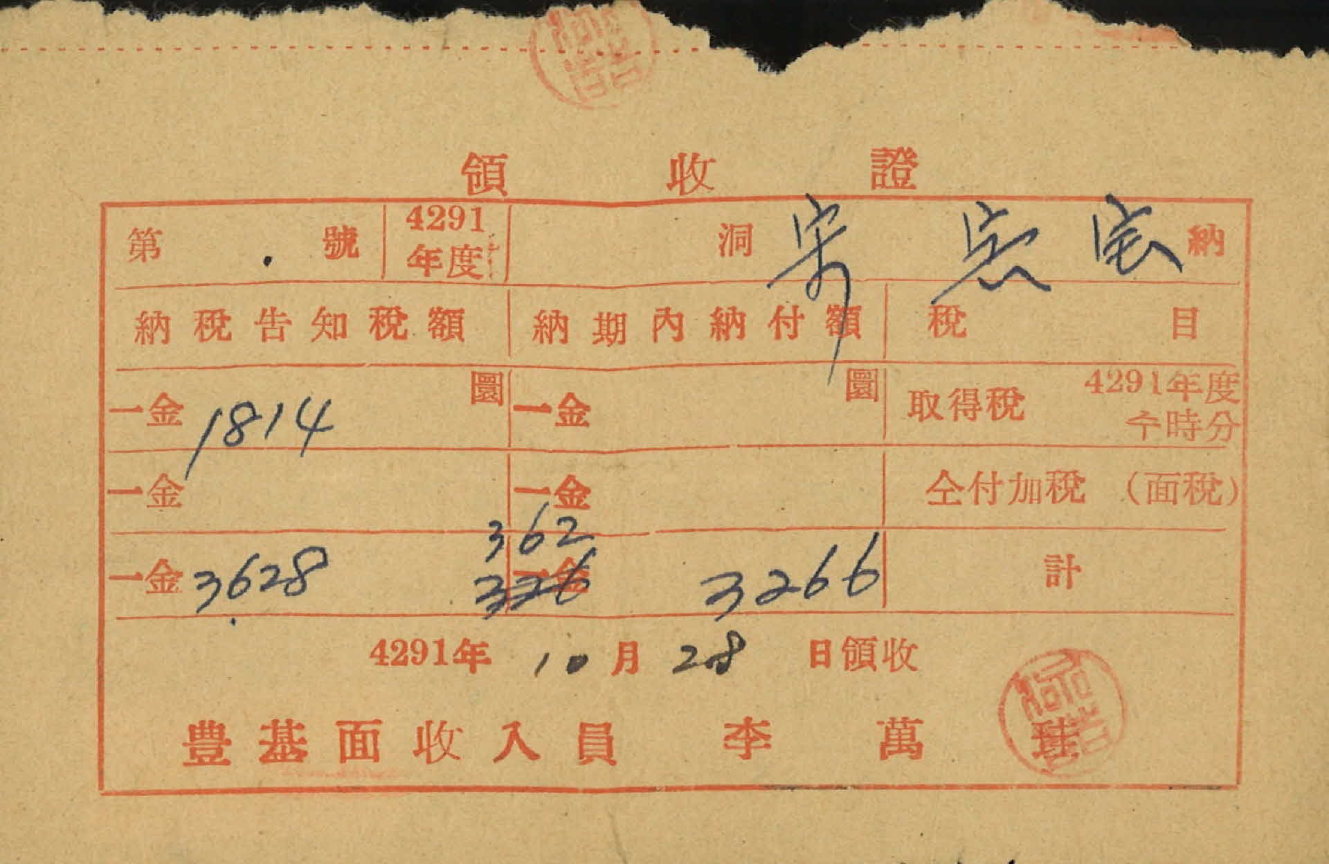 영수증(영주군 풍기읍)