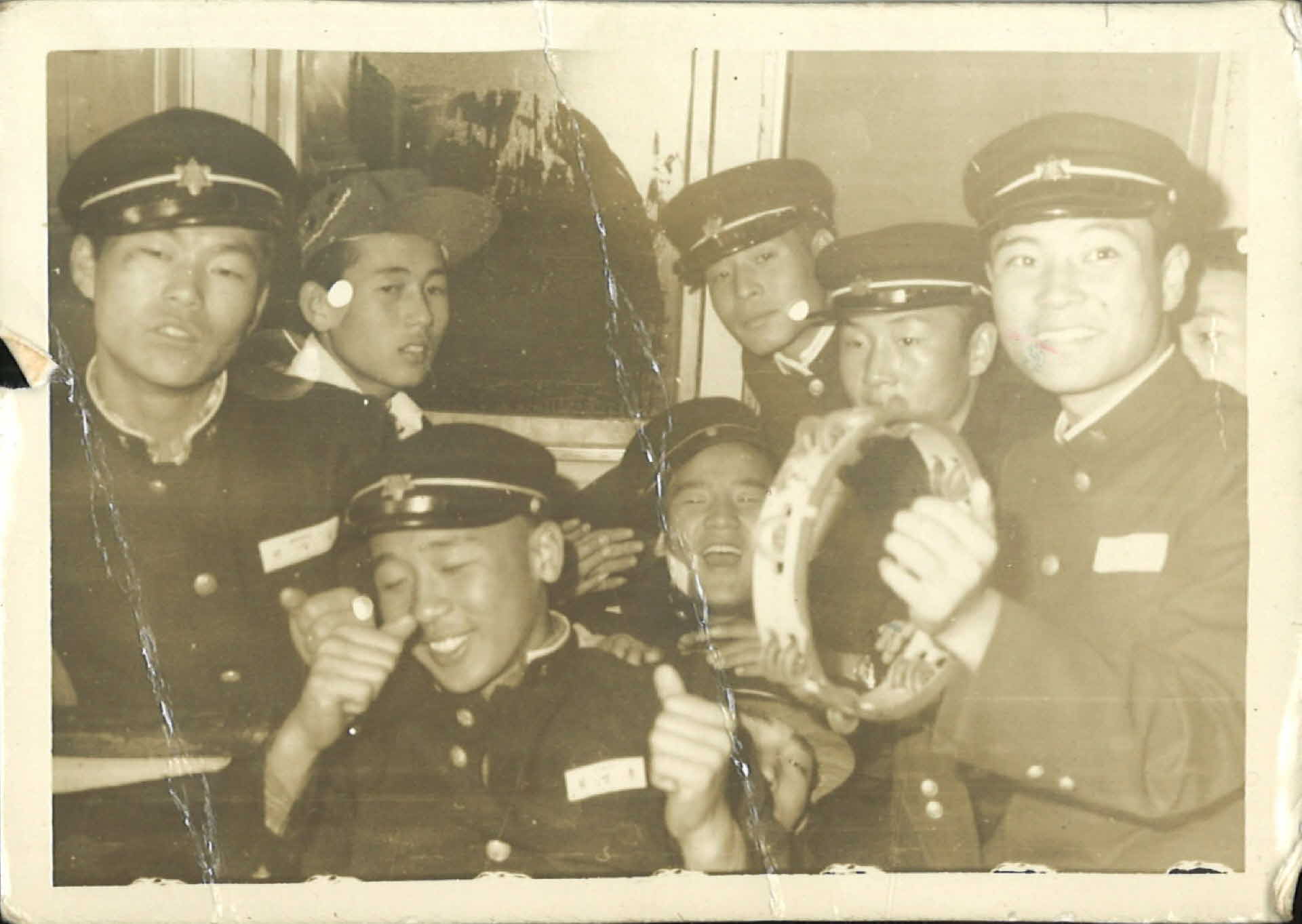 고등학생, 단체사진, 탬버린, 교복