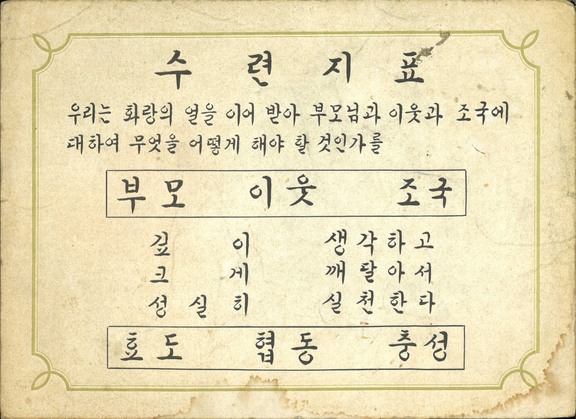 화랑교육원 수련지표