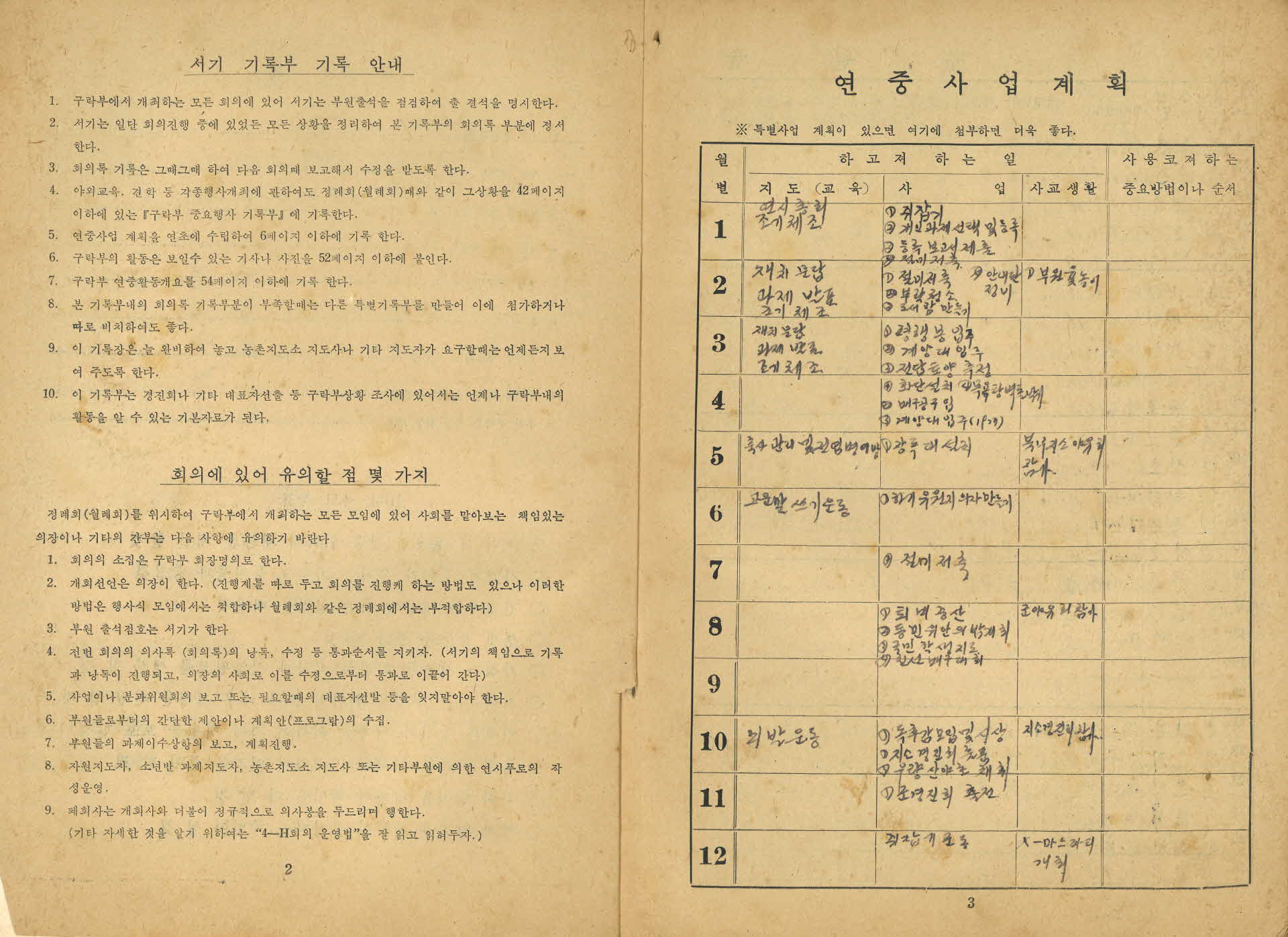 1970년 4-H 구락부 서기기록부