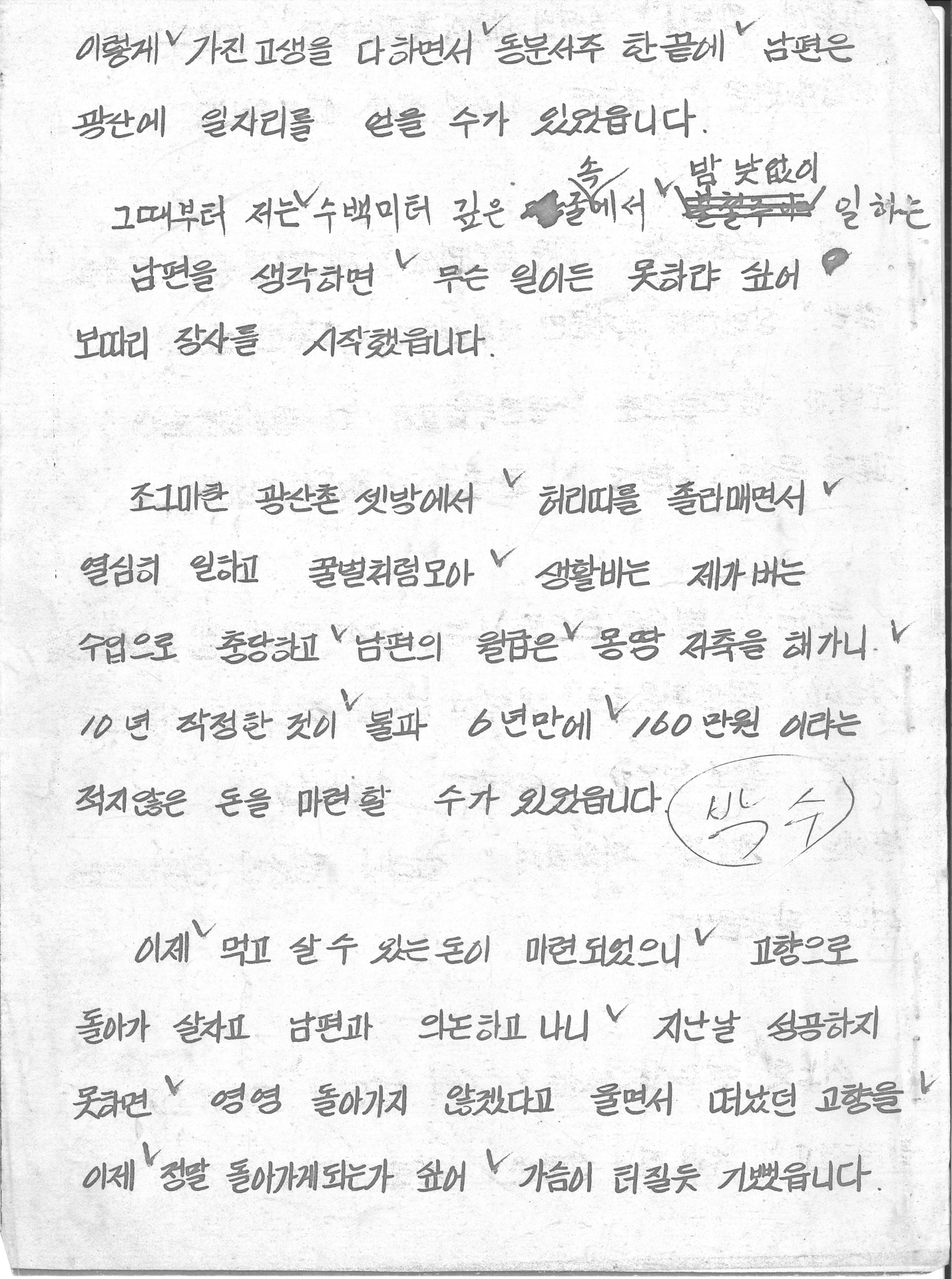 집념의 문정마을 새마을 어머니회 수기 발표문