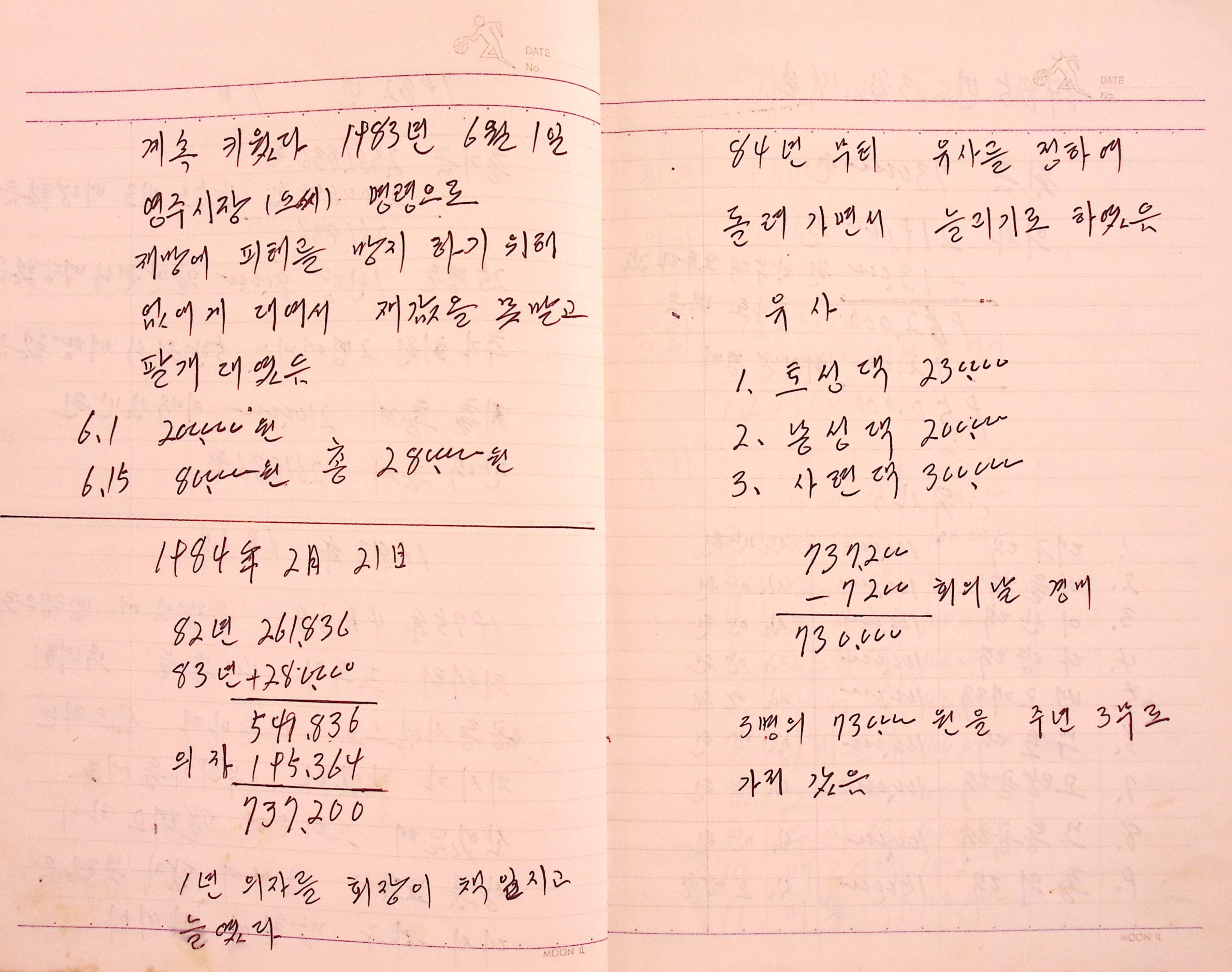 새마을 어머니회 기금기록부