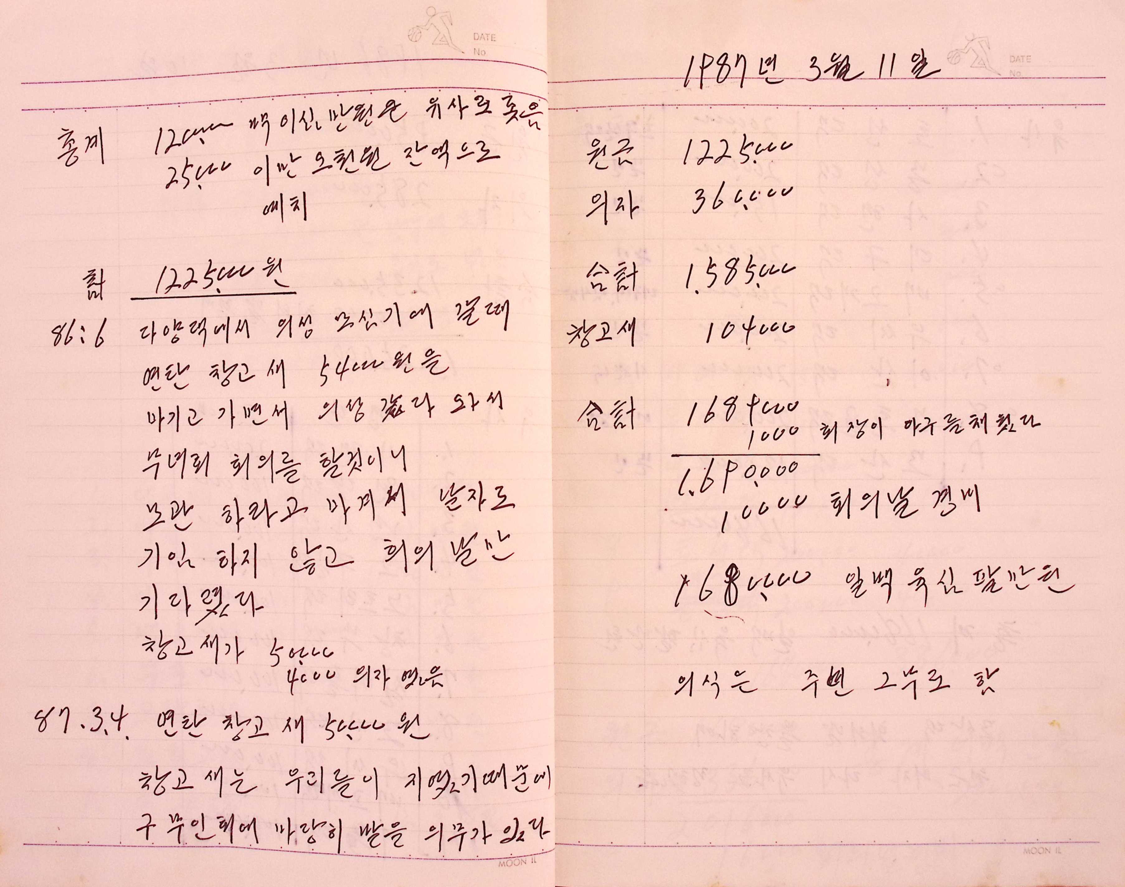 새마을 어머니회 기금기록부