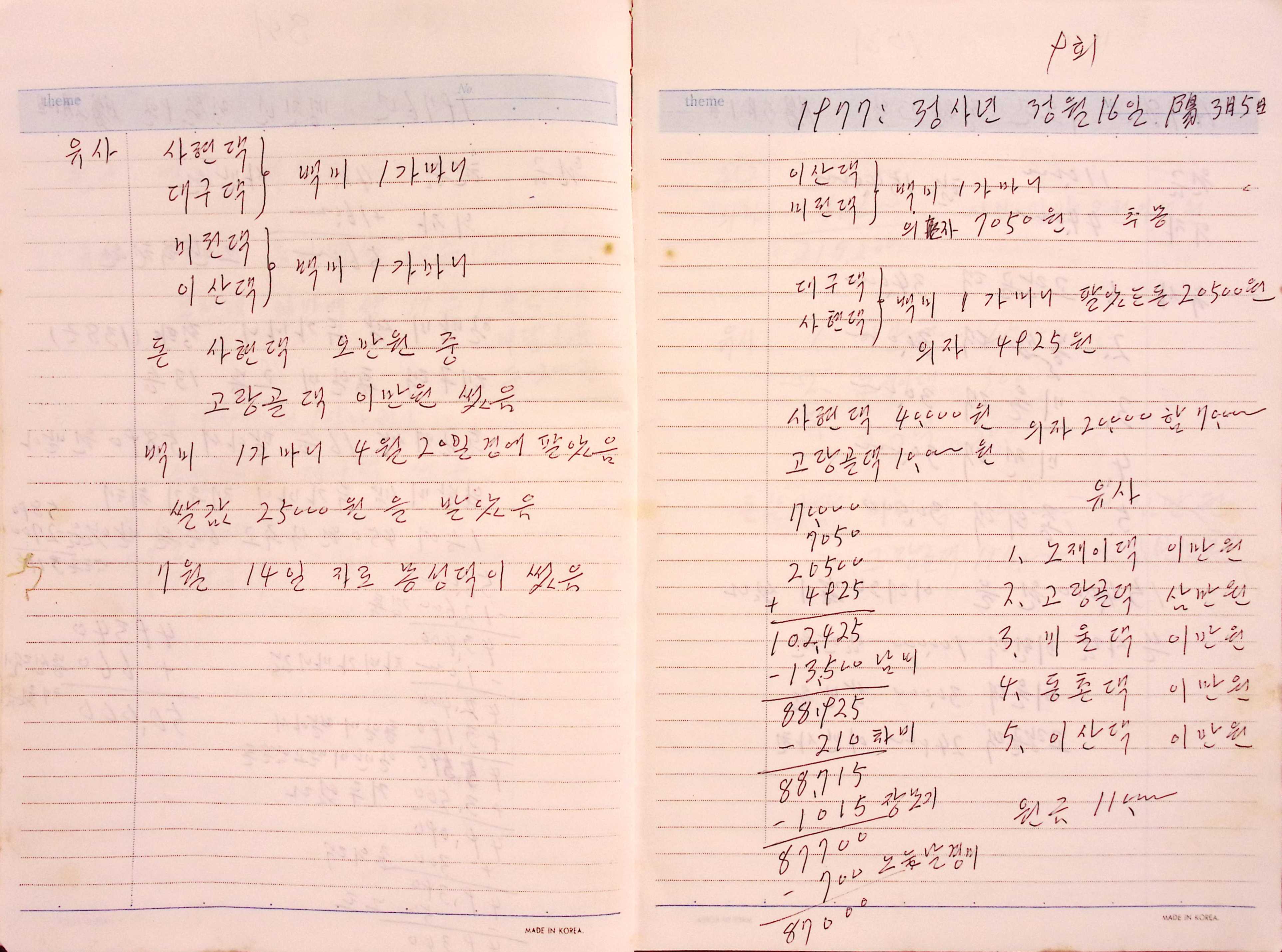 새마을 어머니회 친목계 기록부