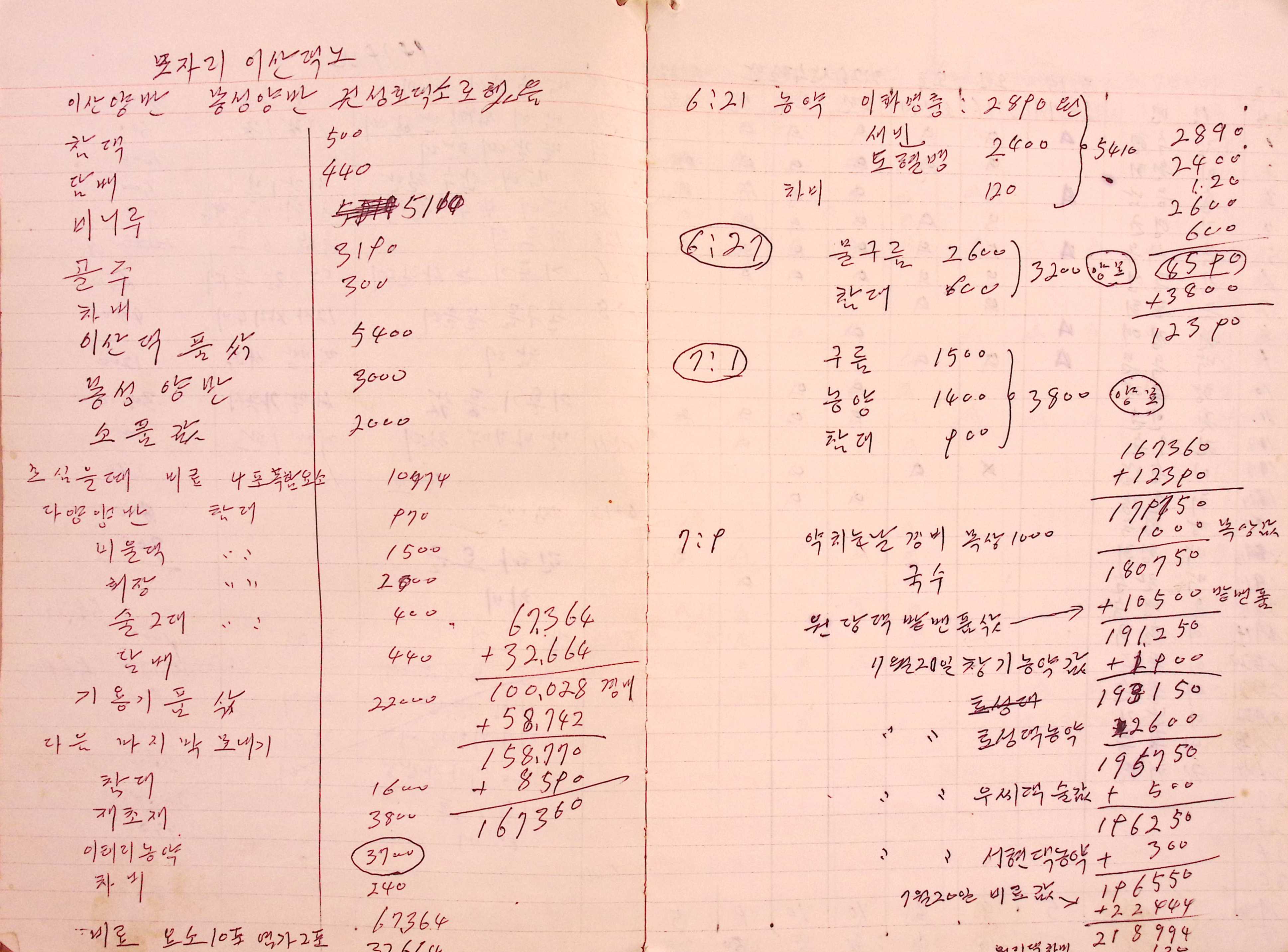 새마을 어머니회 마을 양묘작업일지(1979년)