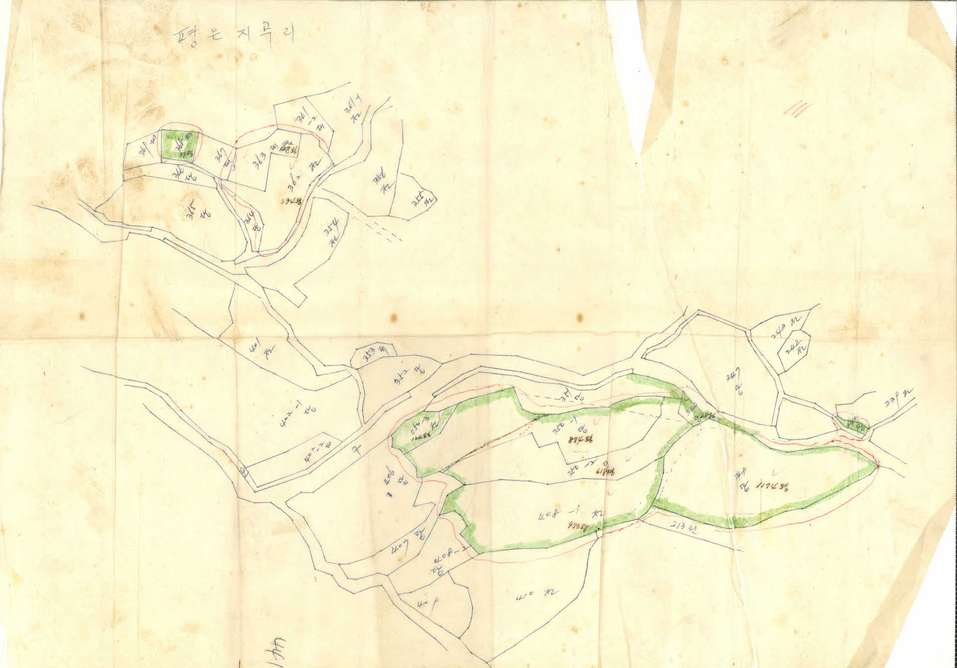 영주 평은면 지곡리 토지 지번